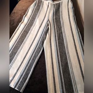 Jenna Rose linen & rayon striped pants, with pockets, sz L.